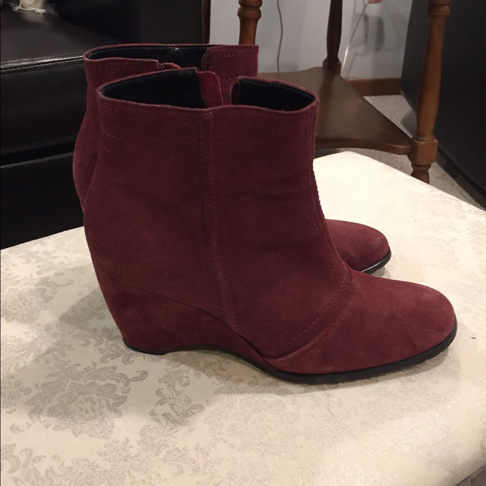 Red Franco Sarto Wedge Booties